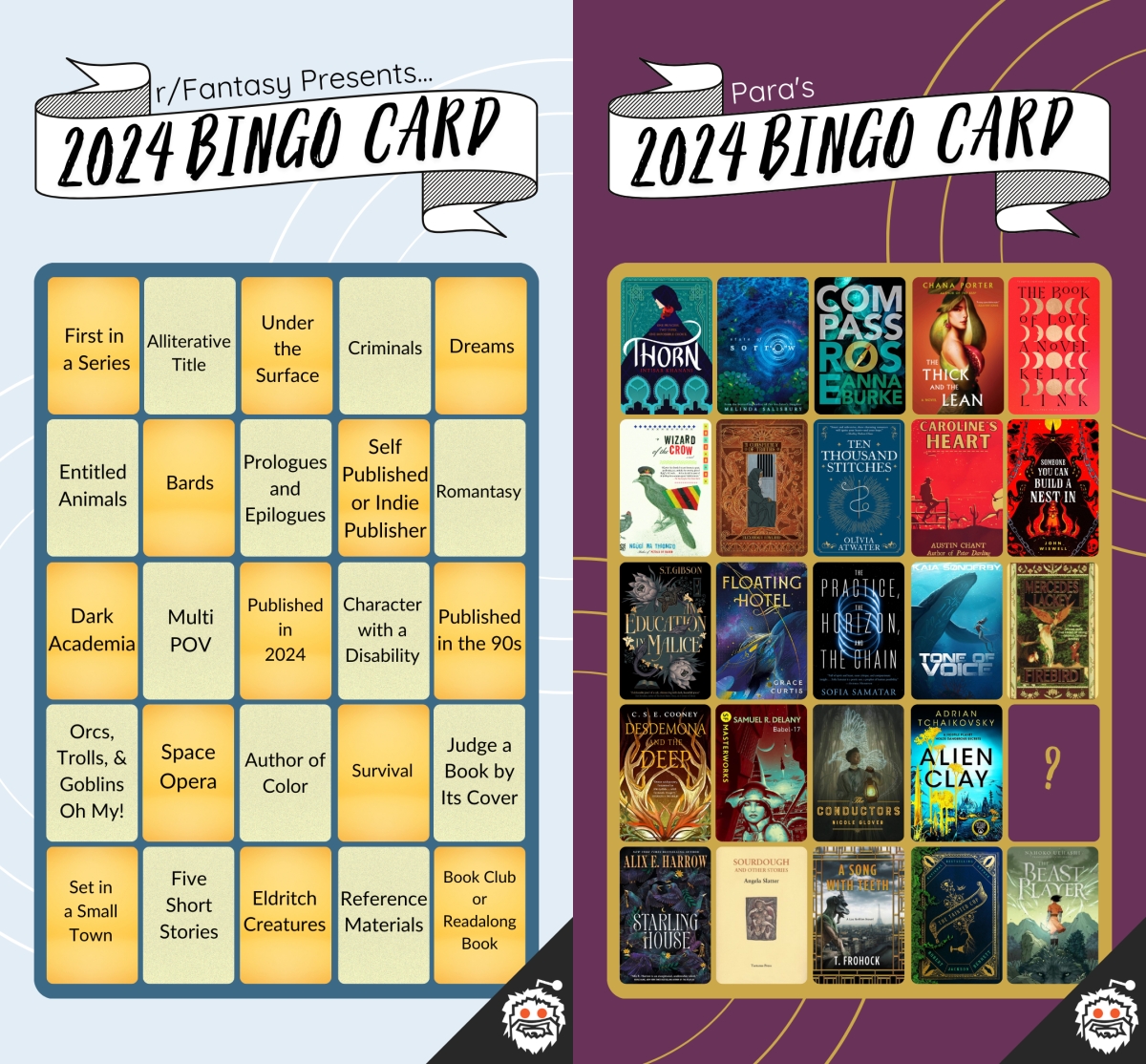 2024 r/Fantasy Bingo Challenge: Initial Plan and First Impressions